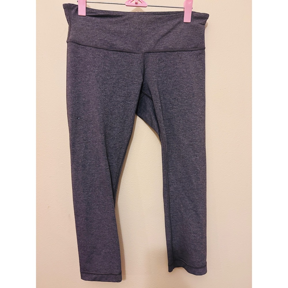 Lululemon Wunder Under Leggings Women 8 Gray Good Heathered Cropped Yoga